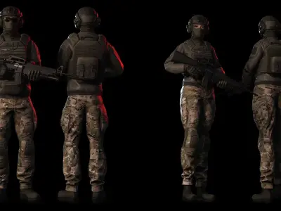 Rapid Fire Military Character - Assault Low-poly 3D model