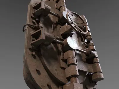 Worn Industrial Heavy Door 3D model