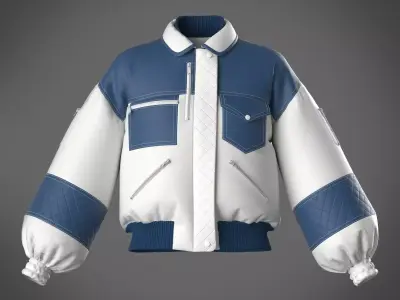 Bomber jacket women 3D model fashion garment 3D model