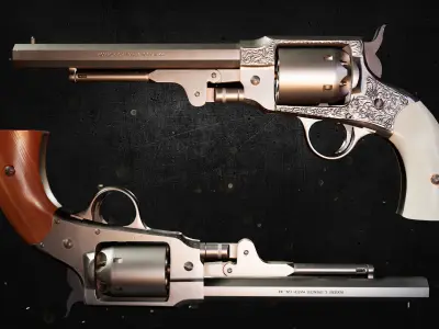 3D Model of Rogers and Spencer 44 Army revolver Low-poly 3D model