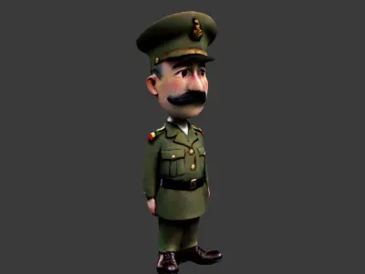 World War II Commander Low-poly 3D model