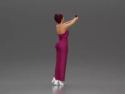 Fashionable woman in a jumpsuit snapping a selfie in style 3D print model