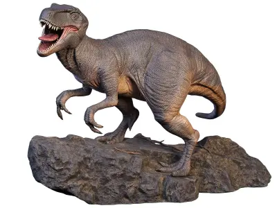 Statue of a Dinosaur  for visualization Low-poly 3D model