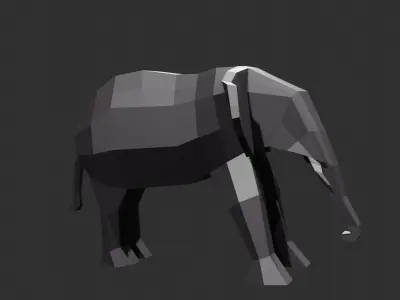 Elephant low poly Low-poly 3D model