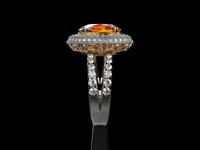 Oval Cut From Gemone Diamonds Ring 3D print model