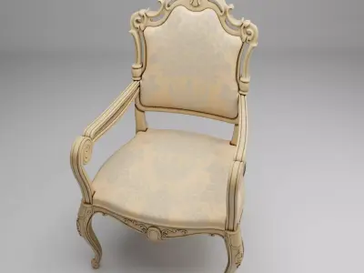 Giltwood Fauteuil Armchair Antique French Louis XV 3D print model