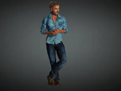 Realistic 3d character fully rigged game and animation ready Low-poly 3D model