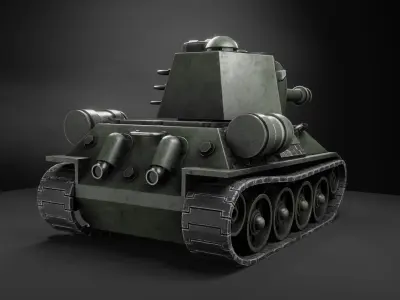 Stylized battle tank T-34 Low-poly 3D model
