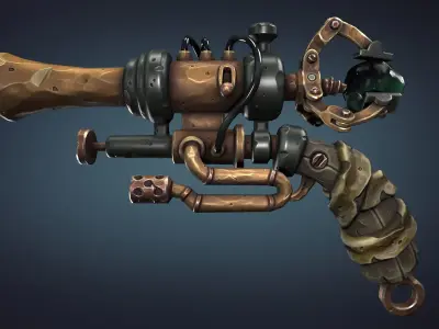 Steampunk pistol Low-poly 3D model
