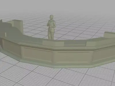 HO Scale Circular Reception Desk Free 3D print model