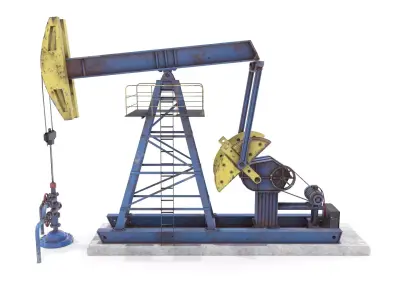 Oil Pumpjack Animated Weathered 1 Low-poly 3D model