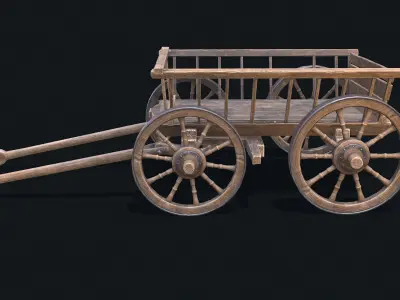 Medieval Cart 3 Low-poly 3D model