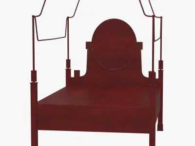 Metal Bed Frame And Antique Wood Headboard 3D model