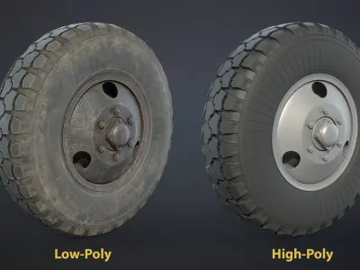 Truck and Bus Wheels Set Low-poly 3D model