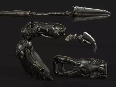 Alien Weapon Pack  Blaster  Spear Shoulder Cannon and Knife Low-poly 3D model