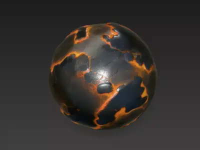 Volcanic Magma Sphere - 4K PBR Stylized Lava Rock Asset 3D model