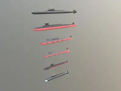 Military Nuclear Submarine Low-poly 3D model