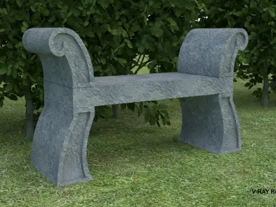 Simple Stone Georgian Bench Low-poly 3D model