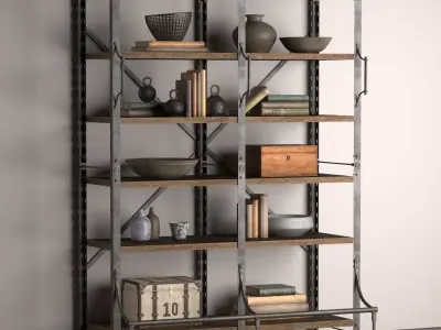 French Library Double Bookcase 3D model
