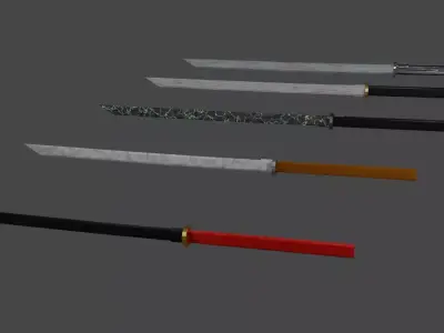 5 Different Types Of Katana Free low-poly 3D model