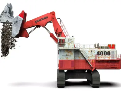 Poclain Hydraulic Mining Excavator On Site 3D model