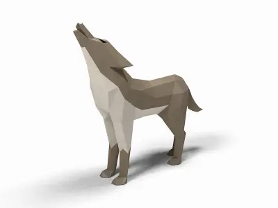 Wolf low poly howling Low-poly 3D model