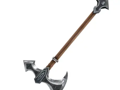 Low Poly Dark Battle Axe Decorated 3D Model Low-poly 3D model