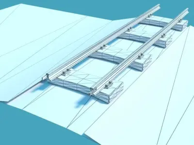 Cartoon modular railway  Low-poly 3D model
