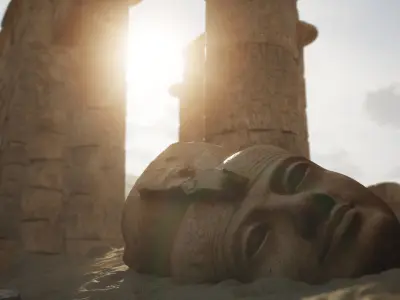 Egyptian colossal granite heads 3D model