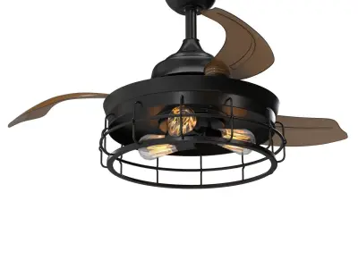 Industrial 36 inch Black 3 blade Ceiling Fan PBR 3D model