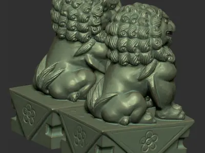 guardian lions 3D print model