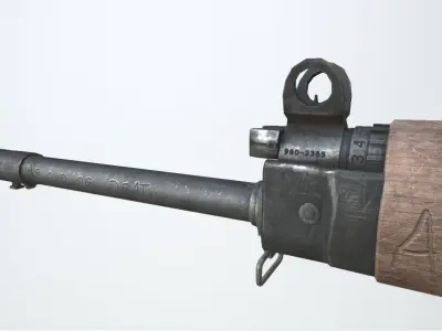 PBR FN FAL Rifle War Low-poly 3D model