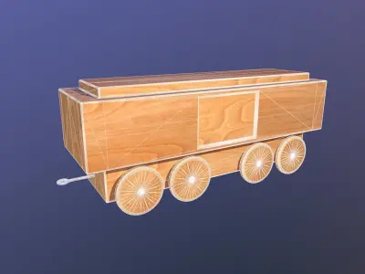 Wooden Toy Train - Cargo Wagon Low-poly 3D model