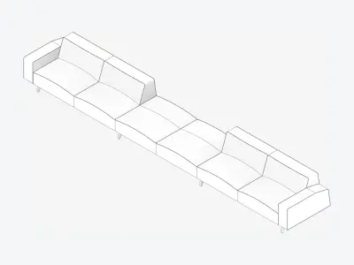 Seat - Sofa - Simplicity - Linear Low-poly 3D model