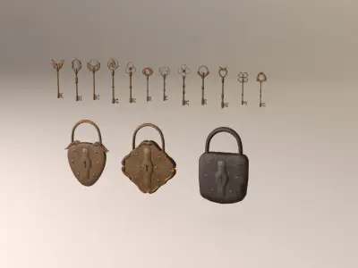 Keys and locks pack Low-poly 3D model