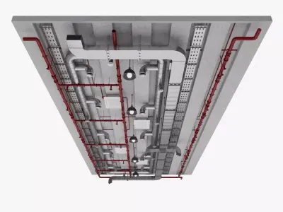Ceiling Ventilation Pipes 16 3D model