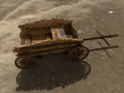 Low Poly Medieval Cart Low-poly 3D model