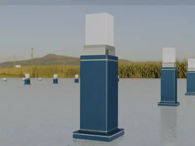 Street Light 8 Bollard 500mm Futuristic Blue Version 3 Low-poly 3D model