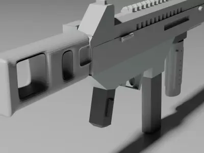 machine gun Low-poly 3D model