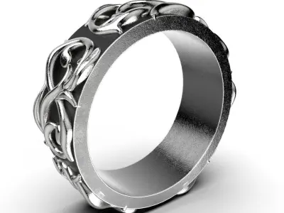 Pattern Ring Band Gothic Badass  Bikers Men Ring Model-ETS1 3D print model
