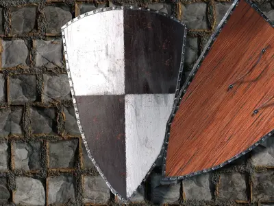Medieval round shield with coat of arms 8 Low-poly 3D model