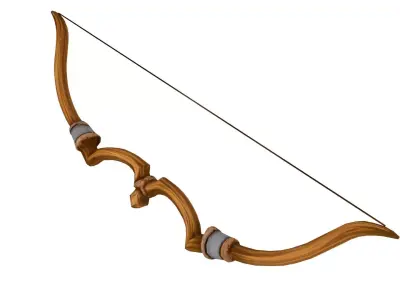 Stylized Medieval Longbow Low-poly 3D model