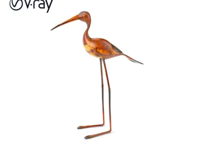 Metallic Bird Sculpture Model Pack Low-poly 3D model