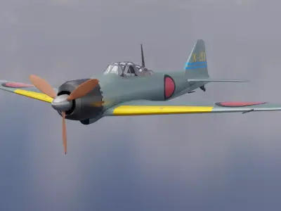 Mitsubishi Zero Japanese airplane Free 3D model