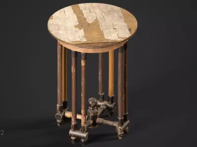 Antique round table Low-poly 3D model