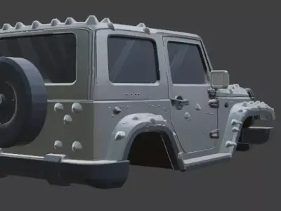 Silver Jeep Body No Tyres 3D model