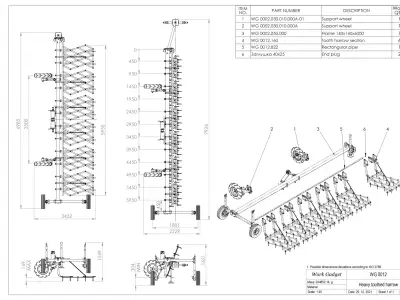 WG 0012 - Heavy toothed harrow 6m 3D model