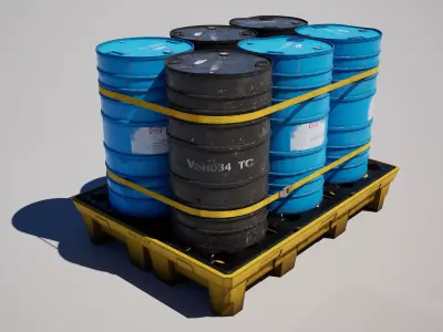  Oil Barrel Pallet Low-poly 3D model