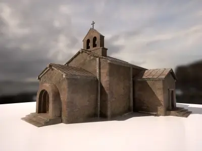Ruined church Low-poly 3D model