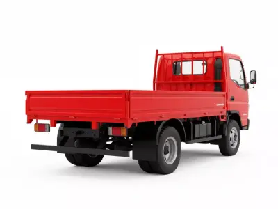 Mitsubishi Fuso Canter Red Light Duty Flatbed Delivery Truck Low-poly 3D model